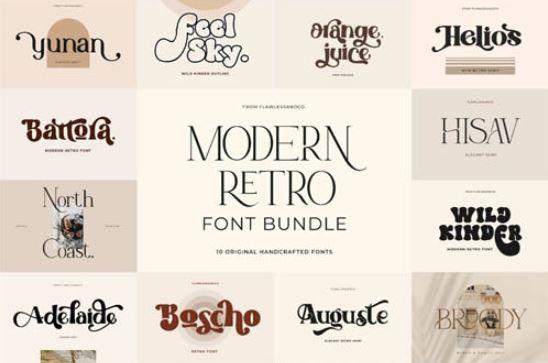 Modern Retro Font Bundle - 10 Premium Handcrafted Fonts
