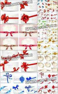 Stock Vector - Festive Labels with Ribbons & Bows