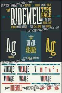 Ridewell Font Family - 2 Fonts 75$