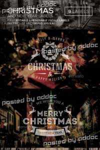 Graphicriver - Christmas & New Year Vintage Labels 9351668