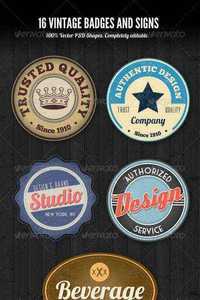 GraphicRiver - PSD Vintage Style Badges and Logos