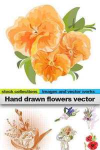 Hand drawn flowers vector, 25 x EPS