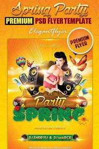 Spring party Premium Club flyer PSD Template