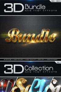 Graphicriver New 3D Collection Text Effects Bundle 9792352