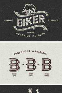 Biker Font Set + Graphics