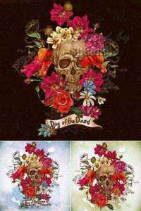 Skull & Flowers Vector