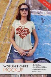 GraphicRiver - Woman T-Shirt Mockup Template 
