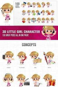 3D Little Girl Cartoon Character Ultimate Set