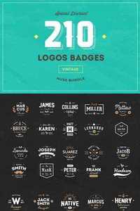 210 Vintage Logos Badges Bundle