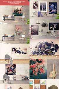 Art Wall Mockups - Interior Work Desk V2