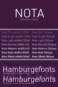 Nota - New, Narrow, Technical Sans Serif Fonts Family