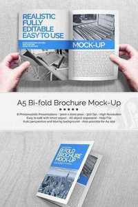 GraphicRiver A5 Bi-fold Brochure Mock-Up Set 