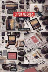 13 PSD Mockups Hipster Style