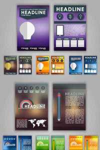 Stock Vectors - Placed on a blurred background icons, text and lamp. Business theme. Set