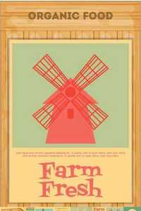 Stock Vectors - Farm Organic Food Poster on Wooden Background. Retro Placard. Vector Illustration