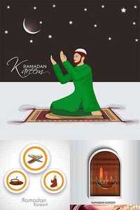 Stock Vector - Ramadan Kareem greeting card with backround 