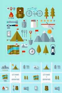 Camping Adventure Icons Set