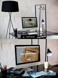 iMac B&W workspace - 6 photo mockups