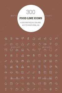 CM 114562 - 300 Food Line Icons