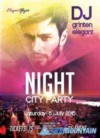 Night City party Flyer PSD Template + Facebook Cover