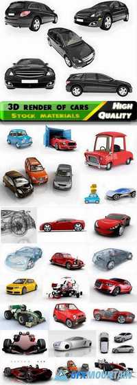 3D render of race cars and automobiles, car drawings Stock images