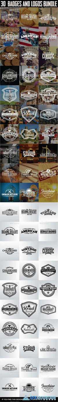 GraphicRiver - 30 Badges and Logos Bundle 12707920