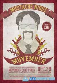 Club Flyer PSD Template Movember Mustache Night Free Download 