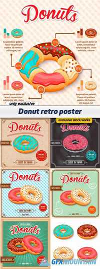 Donut retro poster - 7 EPS