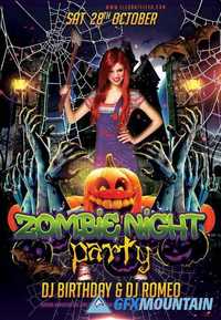 Zombie Night Party Flyer PSD Template + Facebook Cover