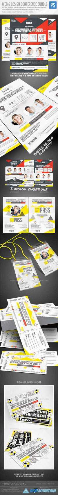 GraphicRiver - Web & Design Conference Flyer, Pass & Badge Bundle 12807905