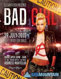 Bad Girl Flyer PSD Template + Facebook Cover