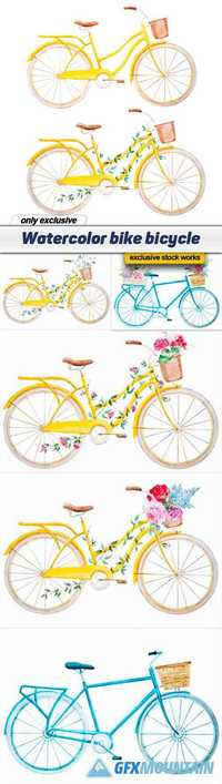 Watercolor bike bicycle - 6 EPS
