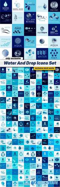 Water And Drop Icons Set - 8 EPS