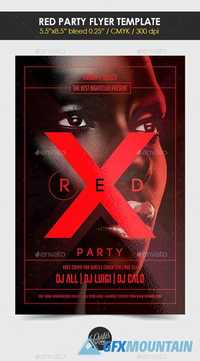 Flyer Template PSD - Red Party