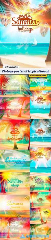 Vintage poster of tropical beach - 15 EPS