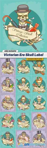 Victorian Era Skull Label - 14 EPS