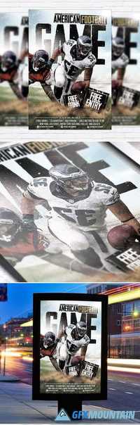 American Football Game Flyer Template + Facebook Cover