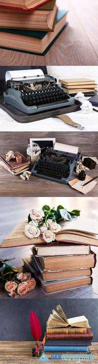 Retro typewriter & books