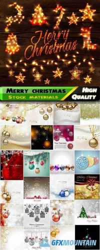 Gift card for Merry Christmas and New Year, calligraphic elements