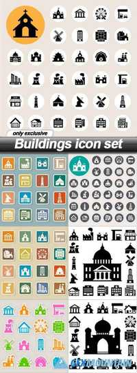 Buildings icon set - 7 EPS