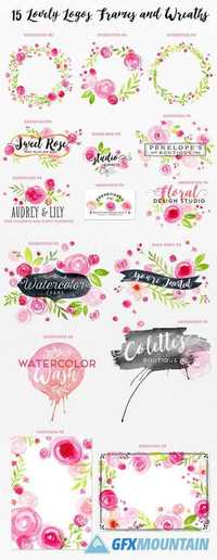 Hand Painted Watercolor Floral Design Pack - 384459