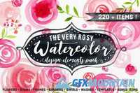 Hand Painted Watercolor Floral Design Pack - 384459