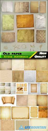 Textures and backgrounds of old yellowed wrinkled paper in vector from stock