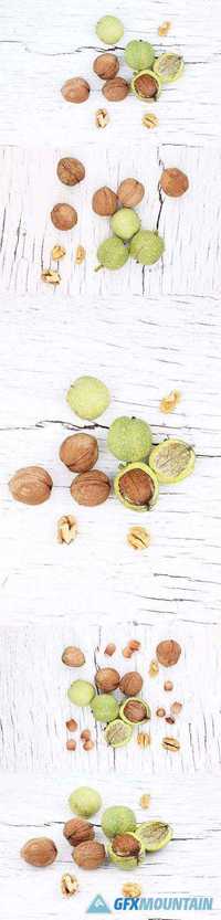 Green and ripe walnuts