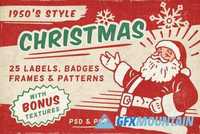 Retro Christmas Labels, Badges 404506