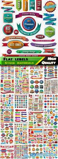 Flat colorful lebels and ribbons - 25 Eps
