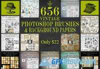 656 Gorgeous Vintage PS Brushes & Background Papers from Le Paper Café