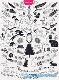 HUGE Hand Drawn Nature Pack Elements