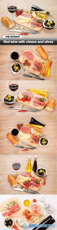 Red wine with cheese and olives - 6 UHQ JPEG