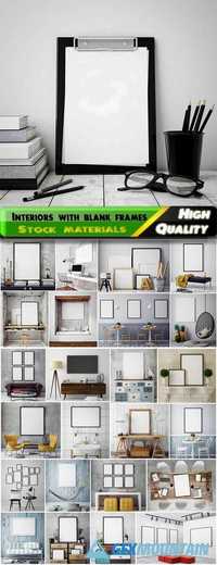 3D mock up interiors with blank frames for adverising 2 - 25 HQ Jpg